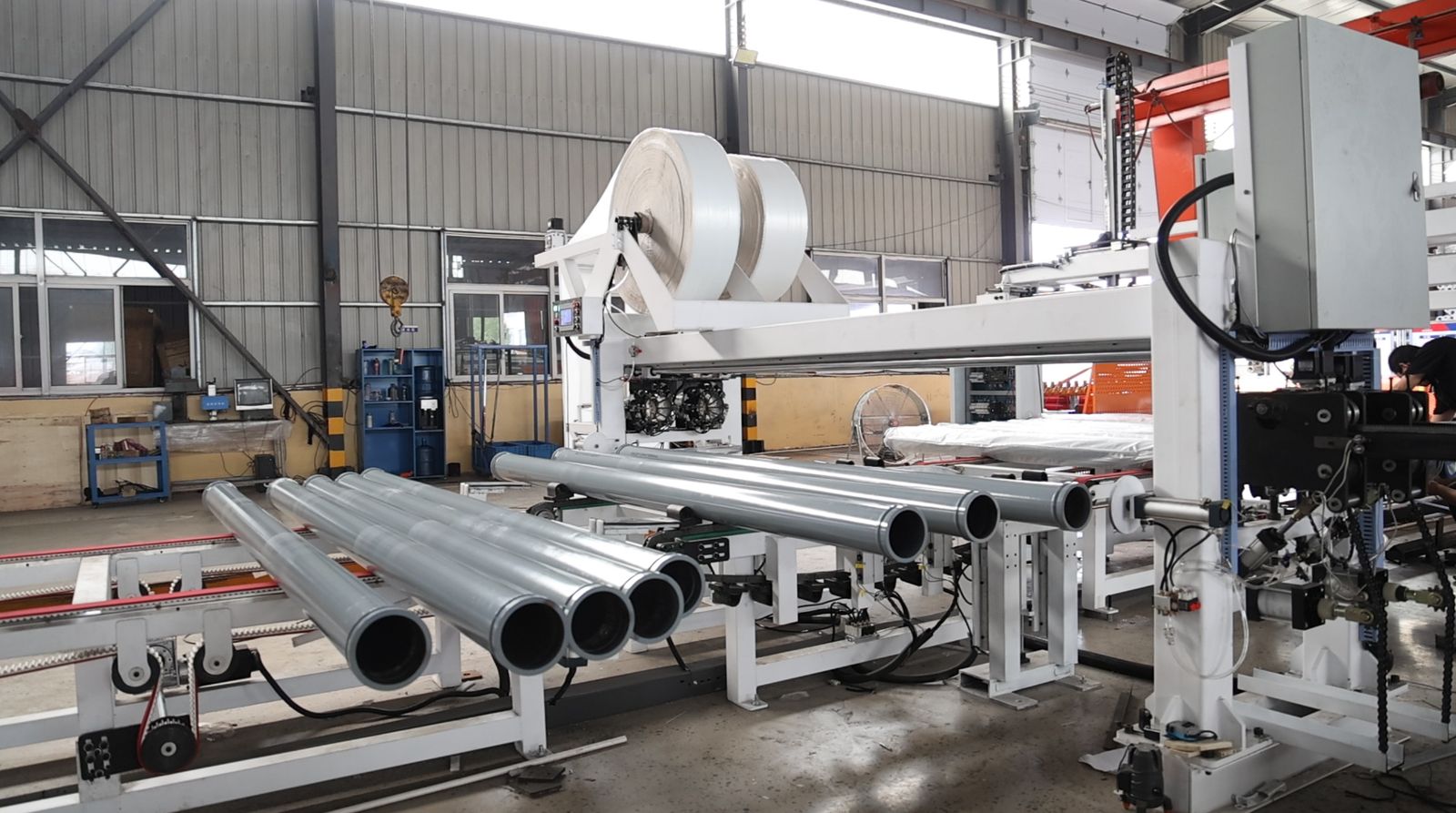 Pipe wrapping and packing line at Hebei Chunda in Yanshan, Hebei.